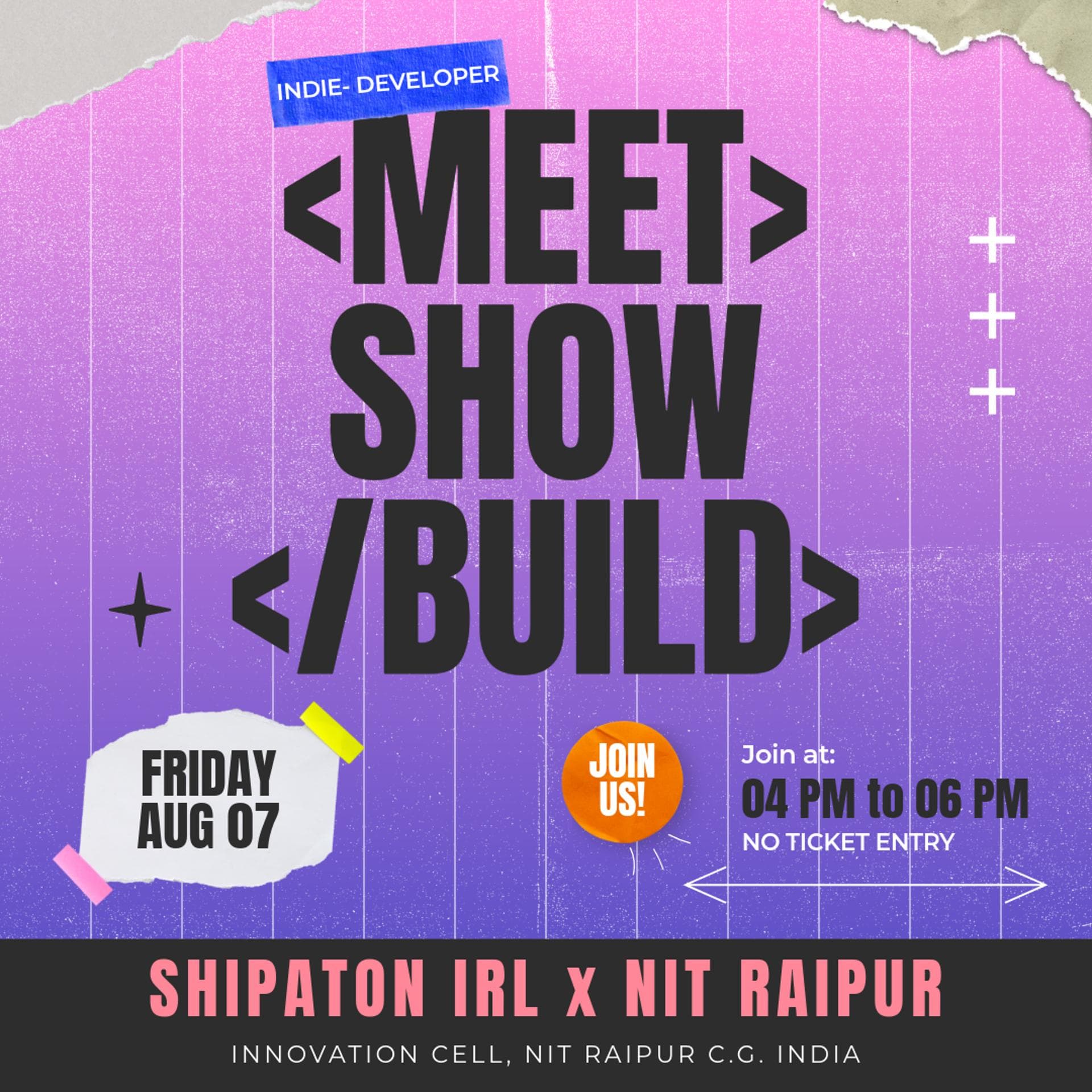Meet and Build NIT Raipur X Shipaton event artwork.