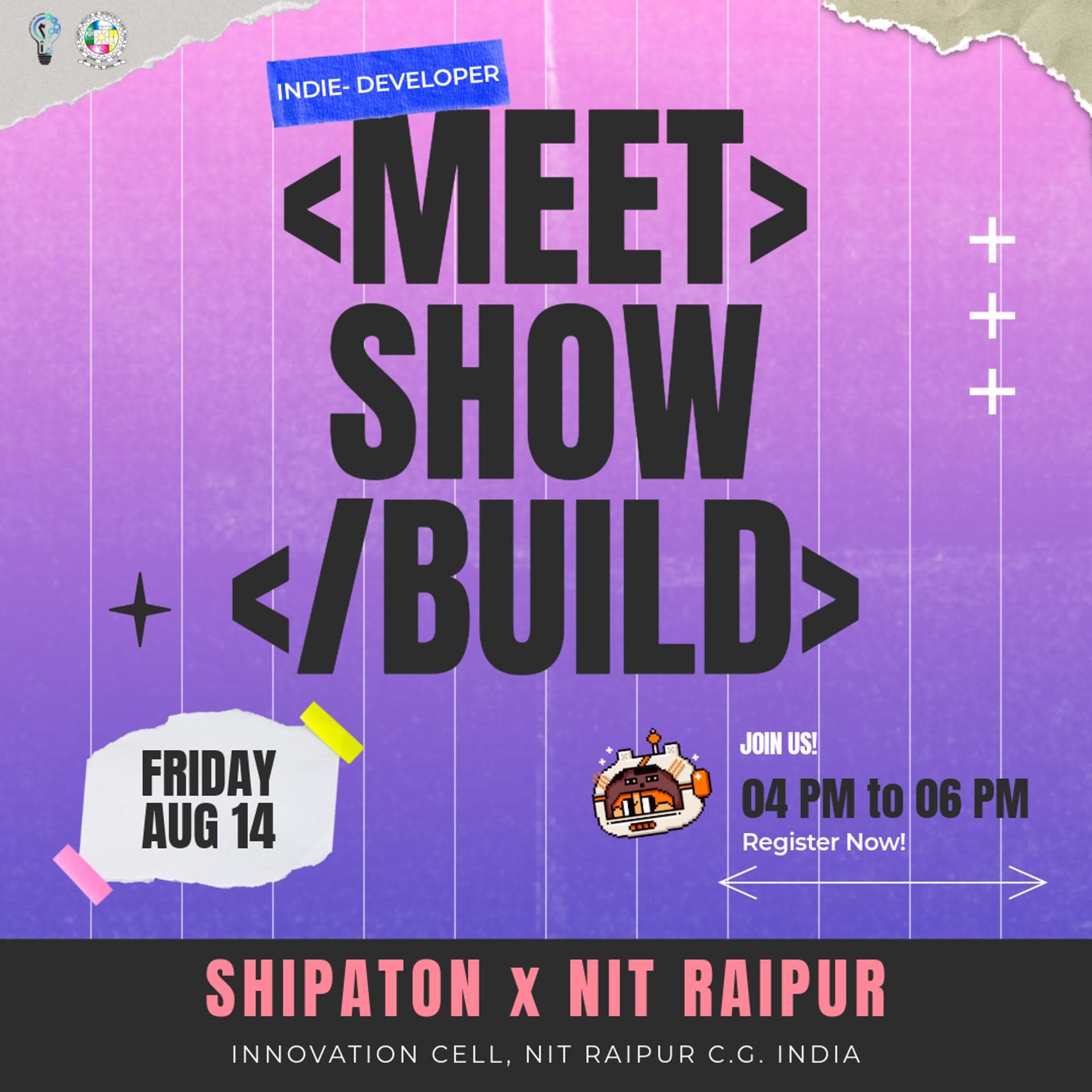 Meet and Build NIT Raipur X Shipaton event artwork.