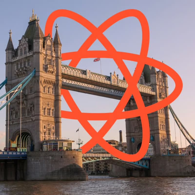 React Native London September 2026 meetup artwork featuring Tower Bridge.