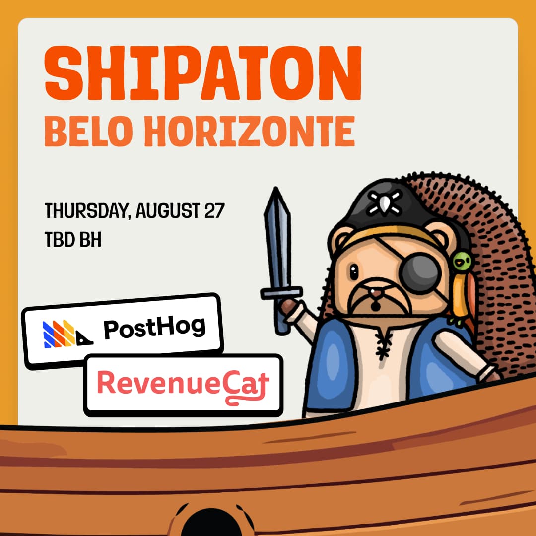 Shipaton Belo Horizonte x PostHog community demo night event artwork.