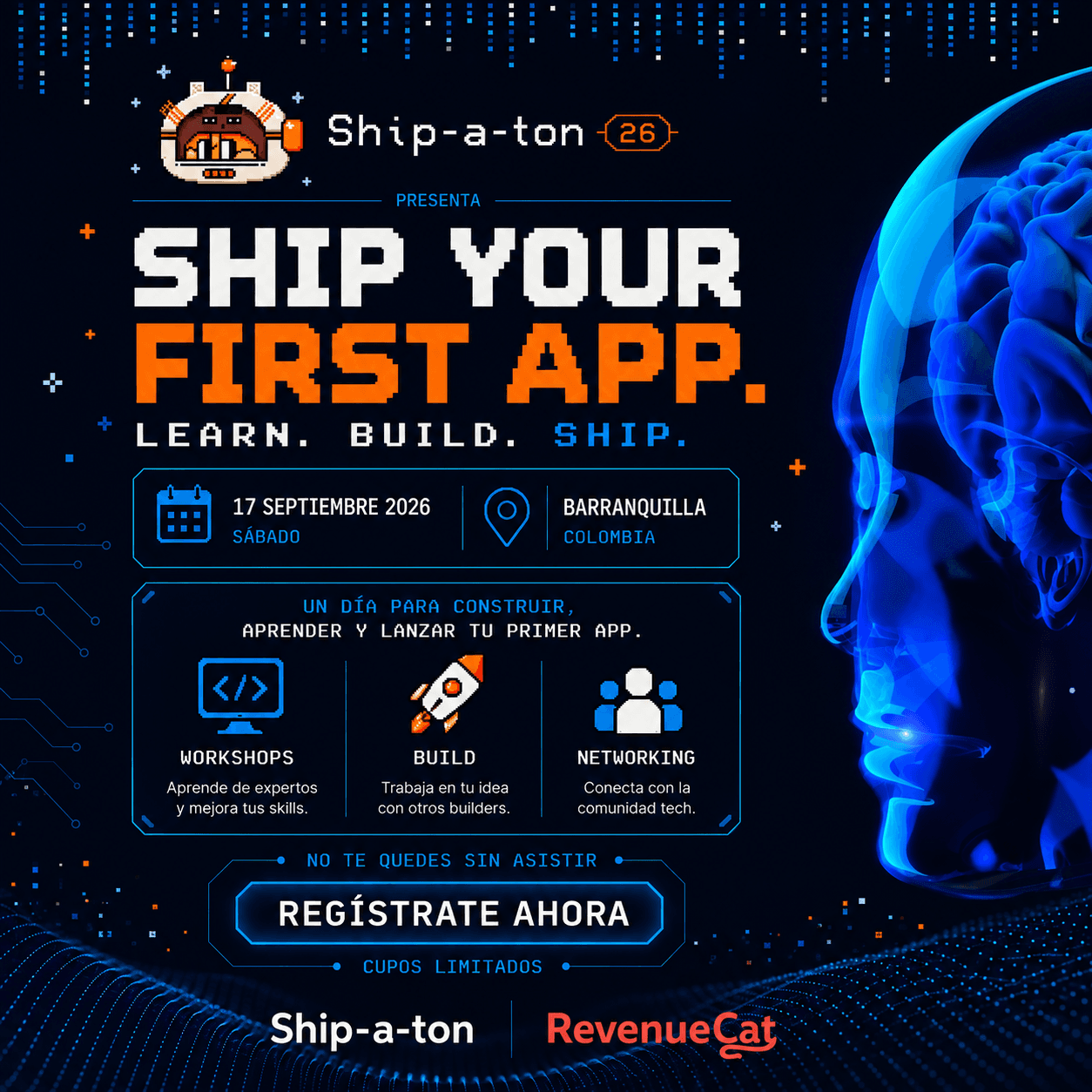 Ship Your First App event artwork for Shipaton Currambera in Barranquilla.