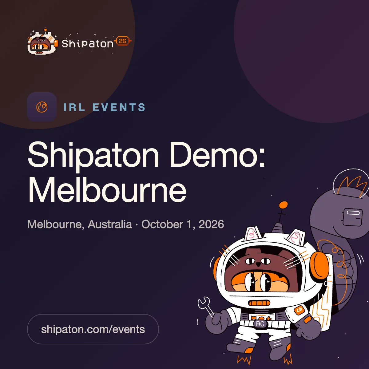 RevenueCat Shipaton Demo Melbourne event artwork.
