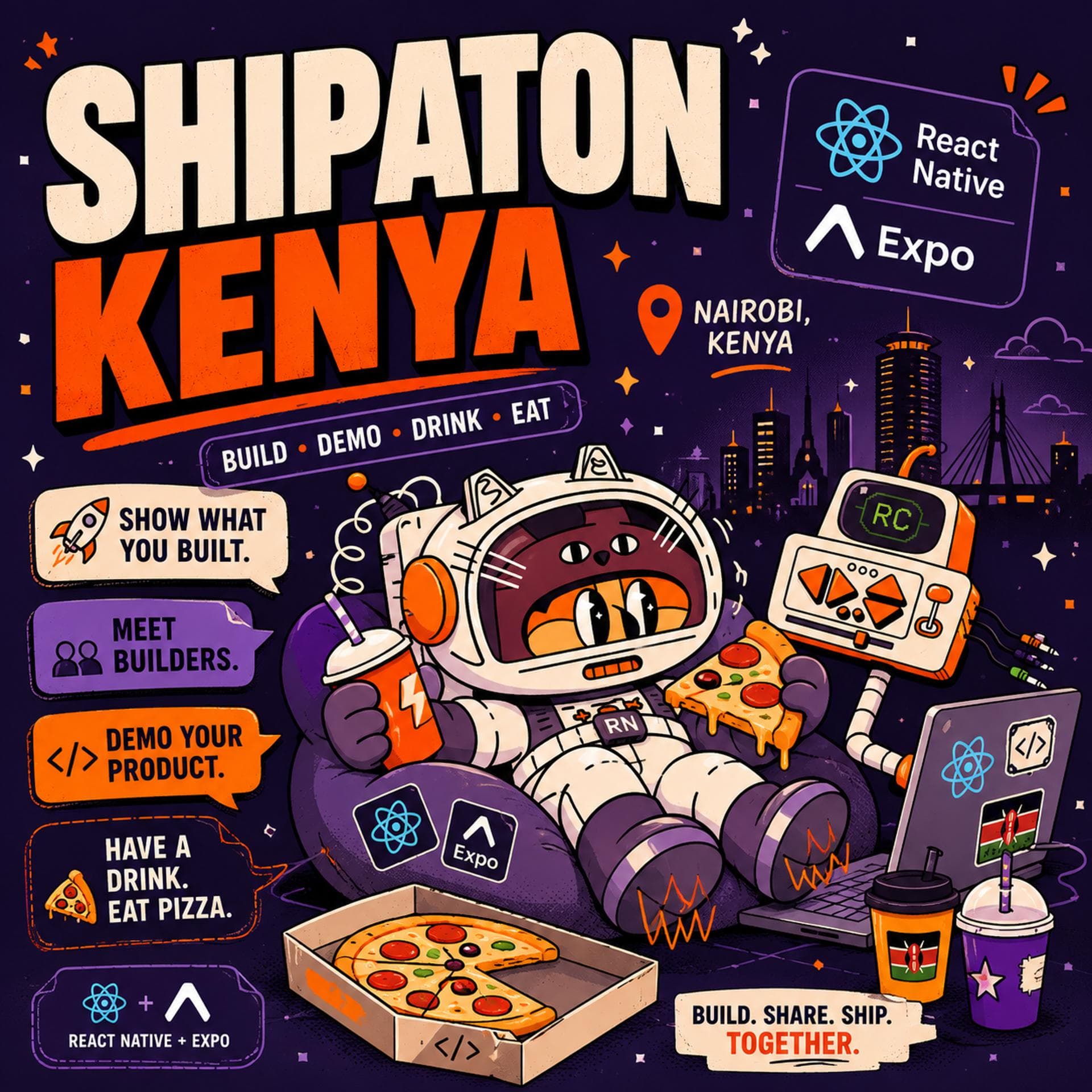 Shipaton Kenya hands-on building session event artwork.