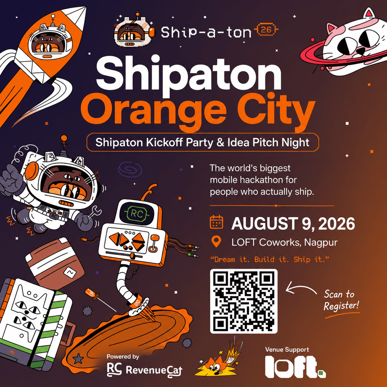 Shipaton Orange City Kickoff Party event artwork.