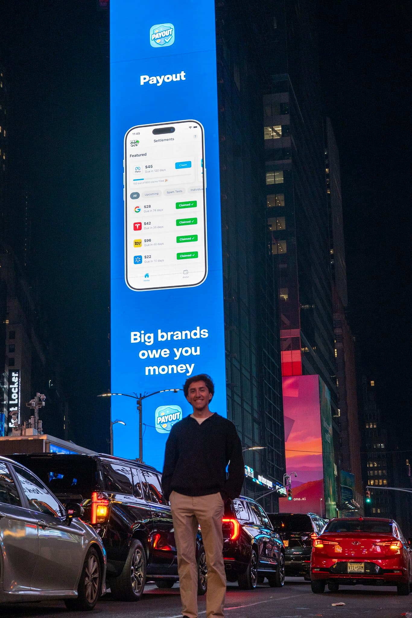 A Shipaton winner featured on a Times Square billboard